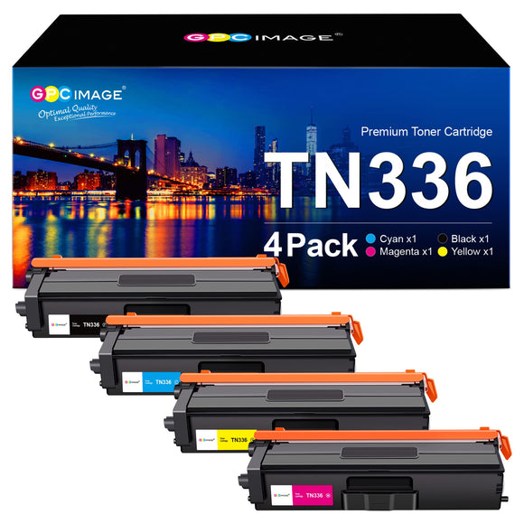 GPC Image Toner Cartridge Compatible for Brother TN336 TN-336 TN-331 TN331 to use with MFC-L8850CDW HL-L8350CDW MFC-L8600CDW HL-L8250CDN HL-L8350CDWT Printer (Black, Cyan, Magenta, Yellow)