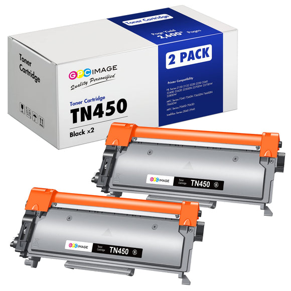 GPC Image Compatible Toner Cartridge Replacement for Brother TN-450 TN450 TN420 to use with HL-2270DW HL-2280DW HL-2240 MF7860DW MFC-7360N DCP-7065DN MFC7860DW Intellifax 2840 2940 Printer (2-Black)