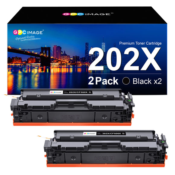 GPC Image Compatible Toner Cartridge Replacement for HP 202X 202A CF500X CF500A Compatible with Laserjet Pro MFP M281fdw M254dw M281cdw M281 M281dw M280nw Printer Tray(2 Black)