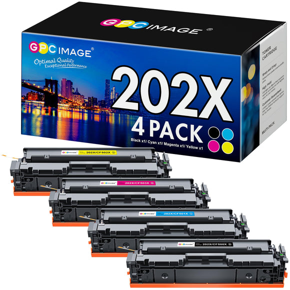 GPC Image Compatible Toner Cartridge Replacement for HP 202X 202A CF500X CF500A to use with Laserjet Pro MFP M281fdw M254dw M281cdw M281 M281dw M280nw Toner Printer (Black, Cyan, Magenta, Yellow)
