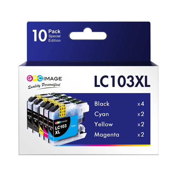 GPC Image Compatible Ink Cartridge Replacement for Brother LC103XL to use with MFC-J870DW MFCJ6920DW MFCJ4510DW MFCJ875DW MFC-J470DW (10-Pack)