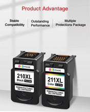 GPC Image Remanufactured Ink Cartridge Replacement for Canon PG-210XL 210XL CL-211XL 211XL compatible with PIXMA MP240 MP230 MP480 IP2702 IP2700 MP495 MX420 MX330 MX340 Printer Tray (Black, Tri-Color)
