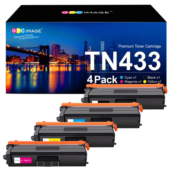 GPC Image Compatible Toner Cartridge Replacement for Brother TN433 TN 433 Compatible with HL-L8360CDW MFC-L8900CDW HL-L8360CDWT HL-L8260CDW MFCL8610CDW MFCL9570CDW Printer (4 Pack)