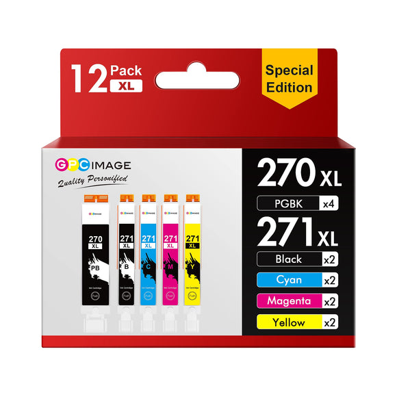 GPC Image Ink Cartridge Compatible for Canon PGI-270 CLI-271 Ink Cartridges to use with PIXMA MG6820 MG6821 MG7720 MG5720 MG5722 Printer | 12 Pack
