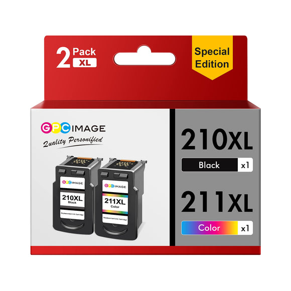 GPC Image Remanufactured Ink Cartridge Replacement for Canon PG-210XL 210XL CL-211XL 211XL compatible with PIXMA MP240 MP230 MP480 IP2702 IP2700 MP495 MX420 MX330 MX340 Printer Tray (Black, Tri-Color)