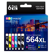 GPC Image Compatible Ink Cartridge Replacement for HP 564XL 564 XL to use with DeskJet 3520 3522 Officejet 4620 Photosmart 5520 6510 7520 7525 (2 Black 1 Cyan 1 Magenta 1 Yellow 1 Photo Black,6-Pack)