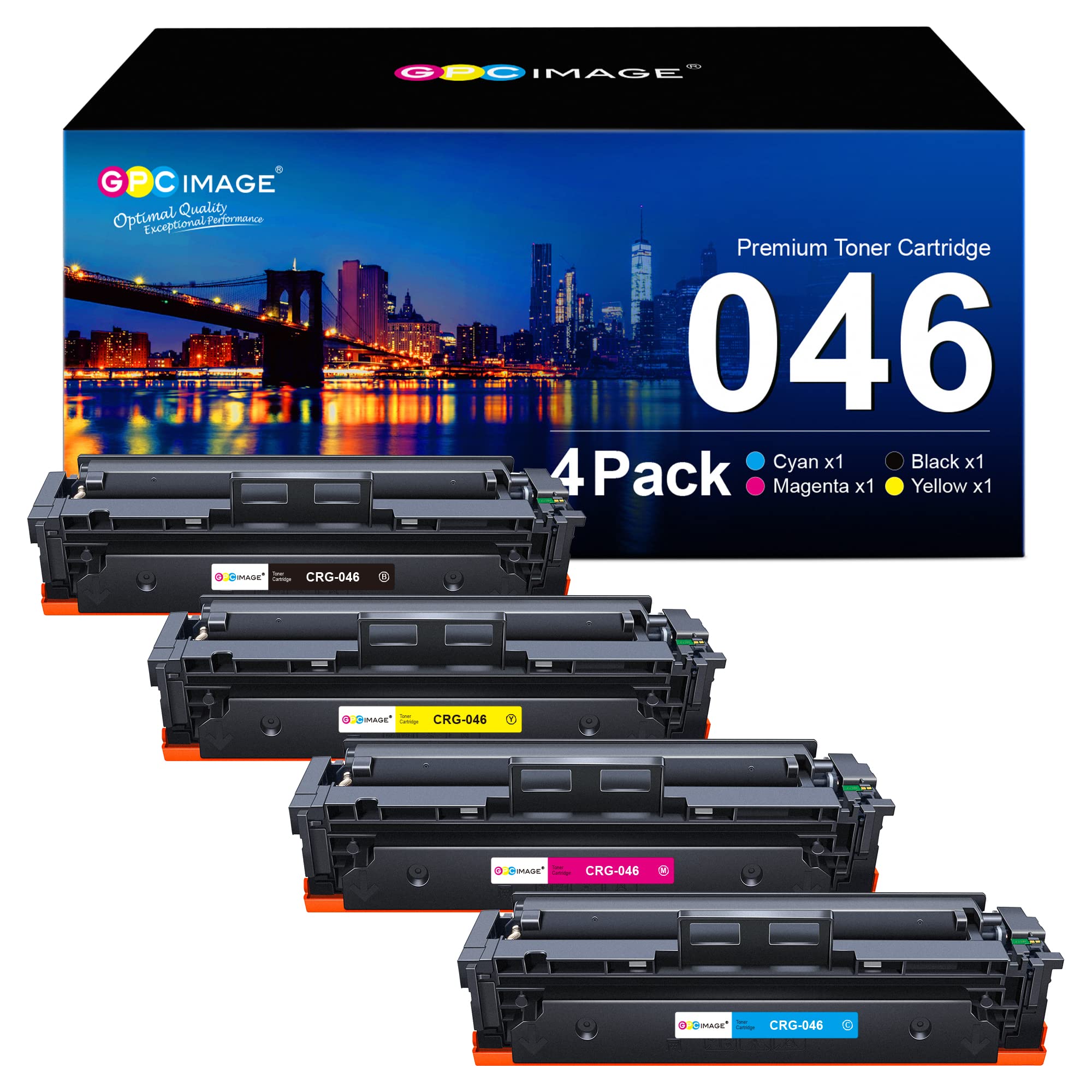GPC Image Compatible Toner Cartridge Replacement for Canon 046 046H CRG-046 for Color ImageCLASS MF733Cdw MF731Cdw MF735Cdw LBP654Cdw Printer Tray (Black, Cyan, Magenta, Yellow)