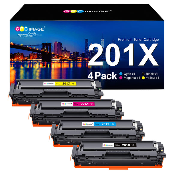 GPC Image Compatible Toner Cartridge Replacement for HP 201X CF400X 201A CF401X CF402X CF403X CF400A Compatible with Laserjet Pro MFP M277dw Toner M252dw M277n M252n MFP M277c6 Printer Tray(4-Pack)