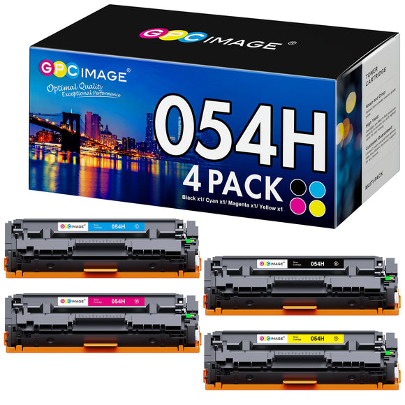 GPC Image Compatible Toner Cartridge Replacement for Canon 054 CRG-054 054H to use with Color ImageClass MF644Cdw LBP622Cdw MF642Cdw MF640C LBP620 Toner Printer (1 Black, 1 Cyan, 1 Magenta, 1 Yellow)