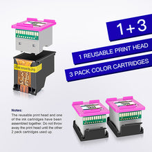Remanufactured Ink Cartridge Replacement for HP 65 65XL 65 XL N9K03AN Eco-Saver use with DeskJet 3720 3721 3752 2621 2652 Envy 5055 5052 5058 5012 AMP 100 10 125 (1 Print Head+3 Tri-Color)