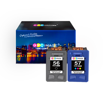 Remanufactured Ink Cartridges for HP 56 & 57 C6656AN C6657A 56 57 Ink to use with Deskjet 5650 5550 5150, Photosmart 7350 7260 7450 7550, PSC 2210 Printer (1 Black,1 Tri-Color, 2-Pack)