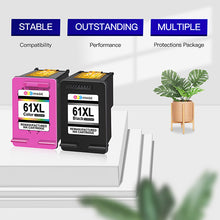 Remanufactured Ink Cartridge Replacement for HP Ink Cartridge 61 61XL Ink Used in Envy 4500 Envy 5530 5535 Deskjet 1000 1010 1510 2540 Officejet 2620 4630 4635 (1 Black 1 Tri-Color,2-Pack)
