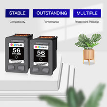 Remanufactured Ink Cartridge Replacement for HP 56 C6656AN to use with Deskjet 5650 5850 5150,Officejet 4215 5610 6110,Photosmart 7150 7260 7350 7960,PSC 2510 1210 Printer Ink (2 Black)